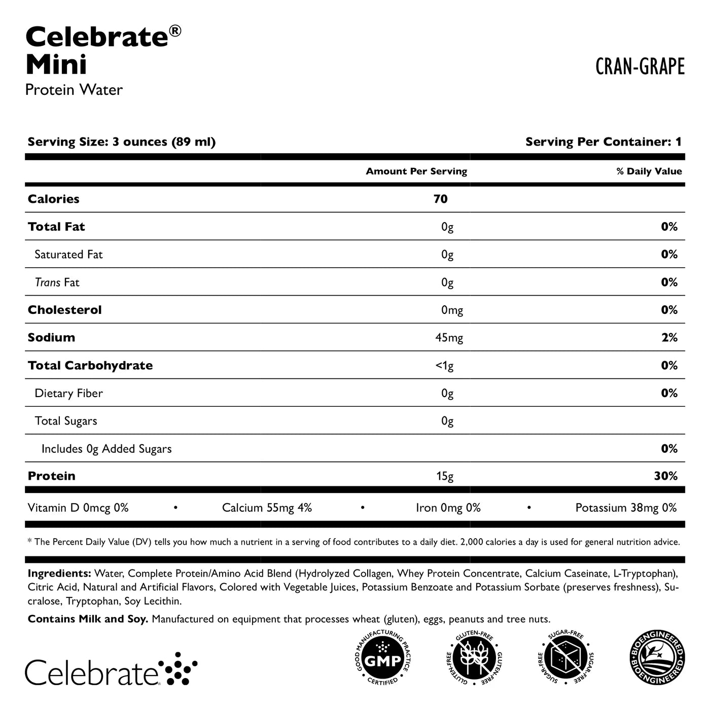 Celebrate - Protein Shots - Cran-Grape Flavor (5 pack)